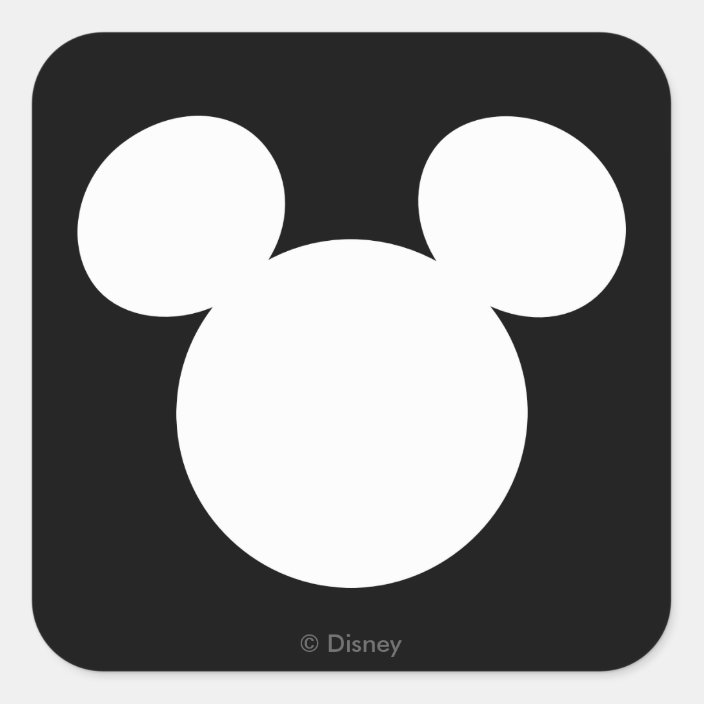 Disney Logo White Mickey Icon Square Sticker Zazzle Com