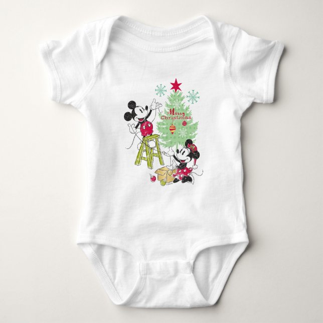 Disney | Mickey & Minnie | Classic Christmas Tree Baby Bodysuit (Front)
