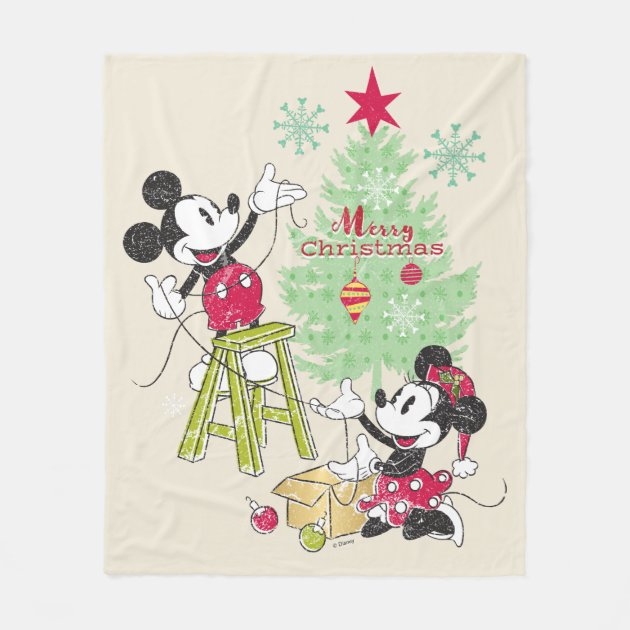 Disney Mickey Minnie Classic Christmas Tree Fleece Blanket