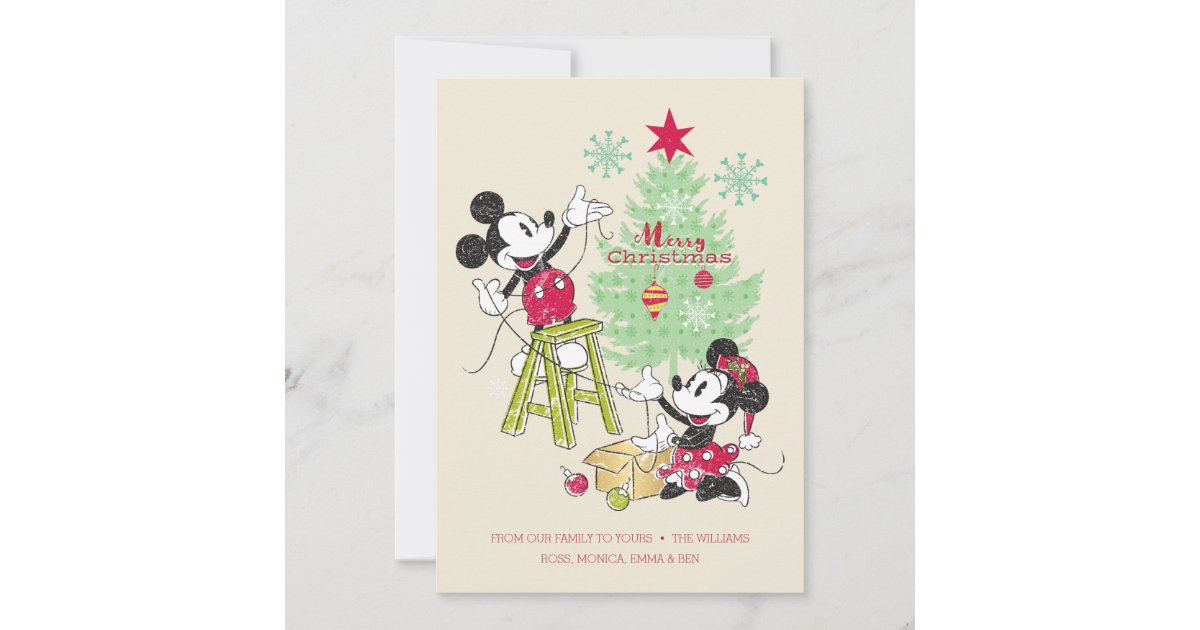 Disney Mickey Minnie Classic Christmas Tree Holiday Card Zazzle Com