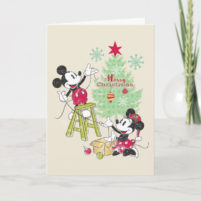 Disney | Mickey & Minnie | Classic Christmas Tree Holiday Card (Front)