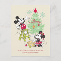 Disney | Mickey & Minnie | Classic Christmas Tree Holiday Postcard