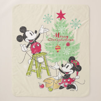 Disney | Mickey & Minnie | Classic Christmas Tree Sherpa Blanket