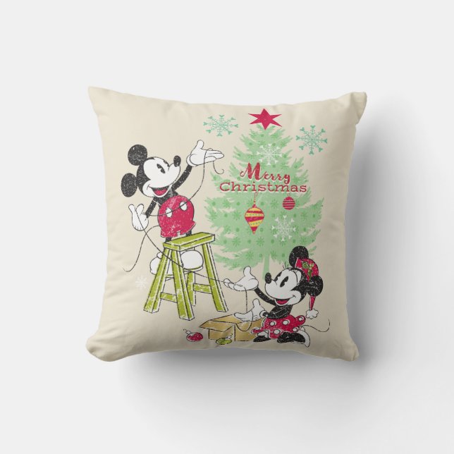 Disney | Mickey & Minnie | Classic Christmas Tree Throw Pillow (Front)