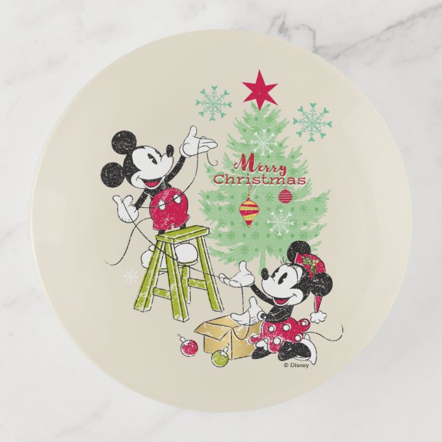 Disney | Mickey & Minnie | Classic Christmas Tree Trinket Tray (Front)