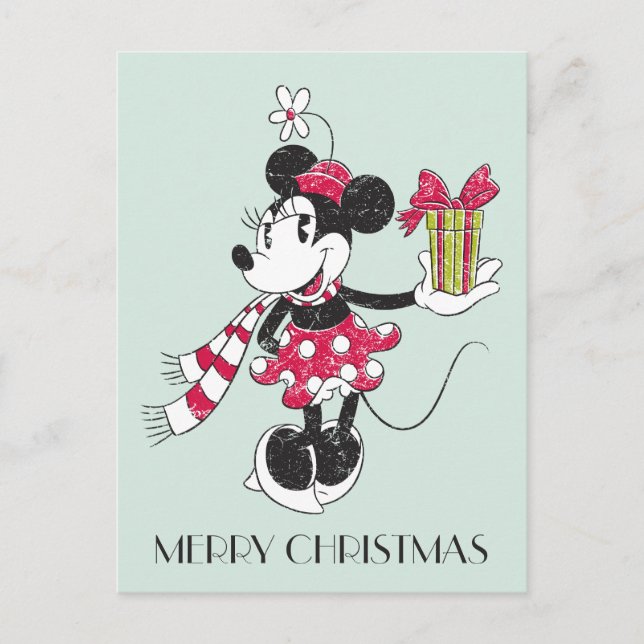 Disney | Mickey & Minnie | Holiday Stripes Pattern Postcard (Front)