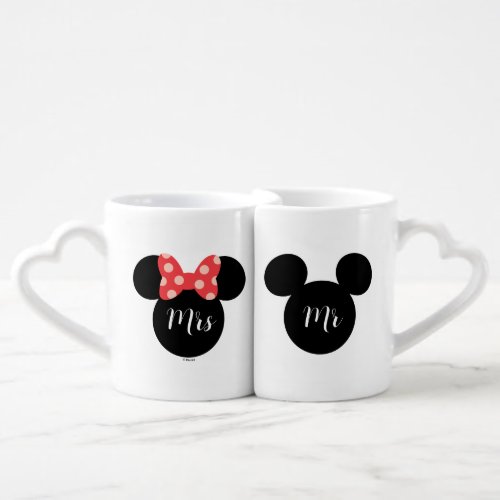 Disney Mickey  Minnie Wedding Mrs  Mr Couples Coffee Mug Set
