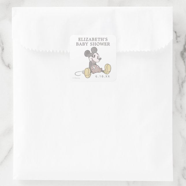 Disney Mickey Mouse Classic Baby Shower Square Sticker (Bag)