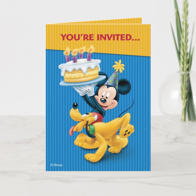 Disney Mickey Mouse & Pluto Birthday Party Invitation (Front)