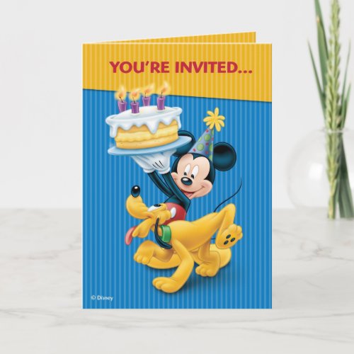 Disney Mickey Mouse  Pluto Birthday Party Invitation