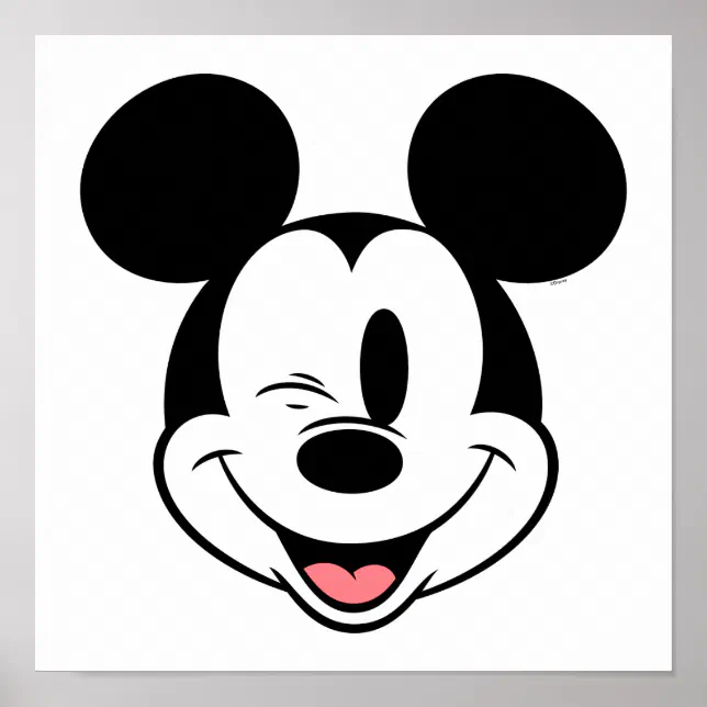 Disney Mickey Mouse Winking Face Poster | Zazzle