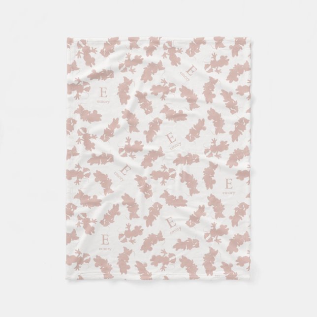 Disney Minnie Mouse Monogram and Name Pattern Fleece Blanket (Front)