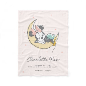 Disney Minnie Mouse Moon Baby Birth Stats Fleece Blanket