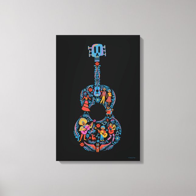 Disney Pixar Coco | Colorful Character Guitar Canvas Print (Front)
