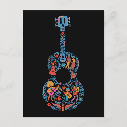 Disney Pixar Coco  Colorful Character Guitar Postcard