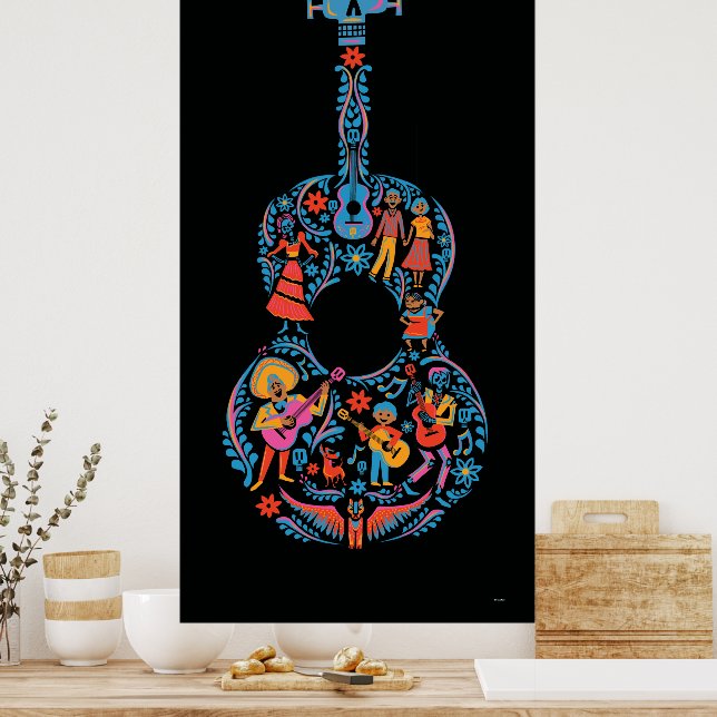 Disney Pixar Coco | Colorful Character Guitar Poster | Zazzle