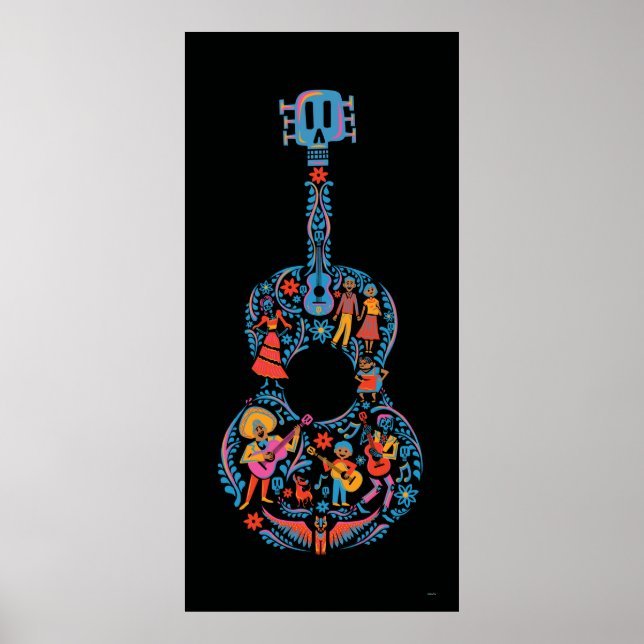 Disney Pixar Coco | Colorful Character Guitar Poster (Front)