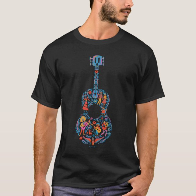 Disney Pixar Coco | Colorful Character Guitar T-Shirt (Front)