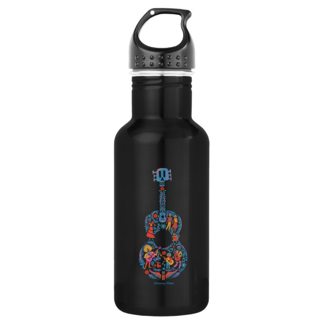Disney Pixar Coco | Colorful Character Guitar Water Bottle (Front)