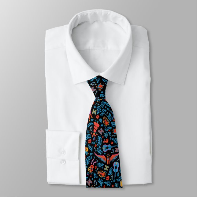 Disney Pixar Coco | Colorful Character Pattern Neck Tie (Tied)