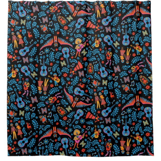 Disney Pixar Coco | Colorful Character Pattern Shower Curtain (Front)