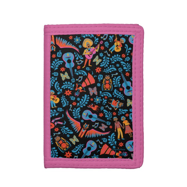 Disney Pixar Coco | Colorful Character Pattern Tri-fold Wallet (Front Vertical)