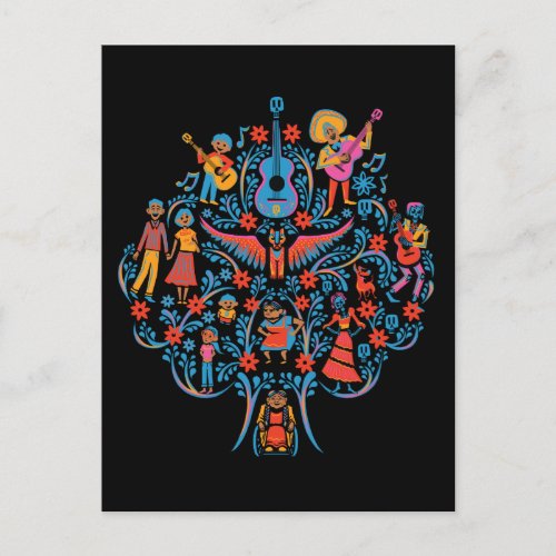 Disney Pixar Coco  Colorful Character Tree Postcard