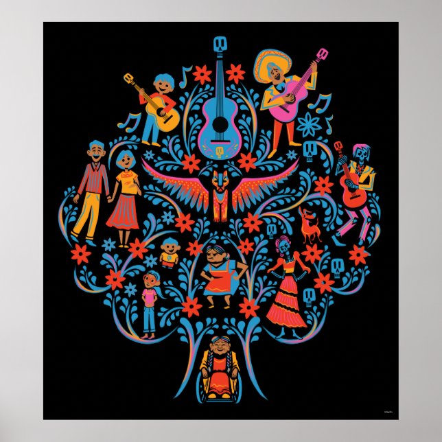 Disney Pixar Coco | Colorful Character Tree Poster (Front)