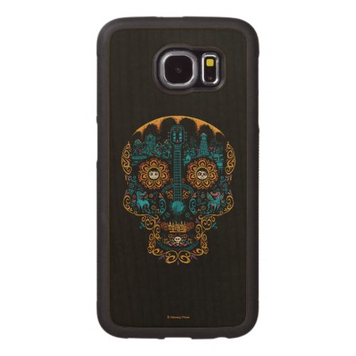 Disney Pixar Coco  Colorful Ornate Skull Guitar Carved Wood Samsung Galaxy S6 Case