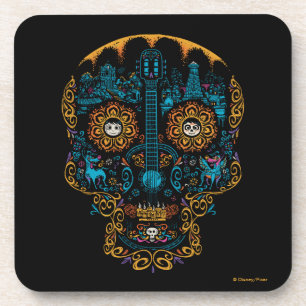 Disney Pixar Coco   Colorful Ornate Skull Guitar Coaster