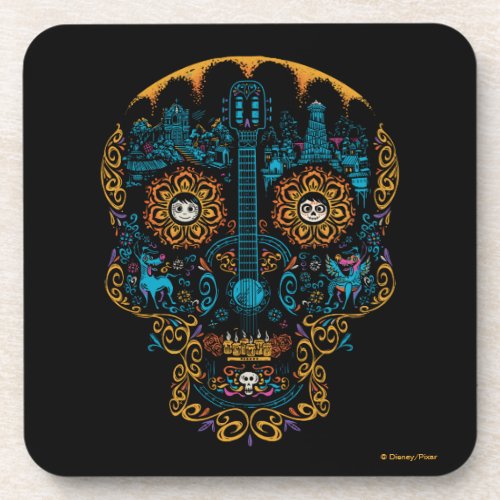 Disney Pixar Coco  Colorful Ornate Skull Guitar Coaster