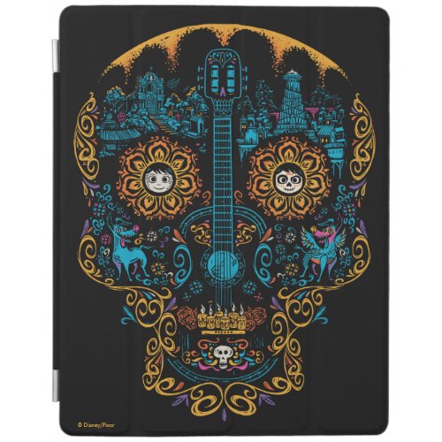 Disney Pixar Coco  Colorful Ornate Skull Guitar iPad Smart Cover