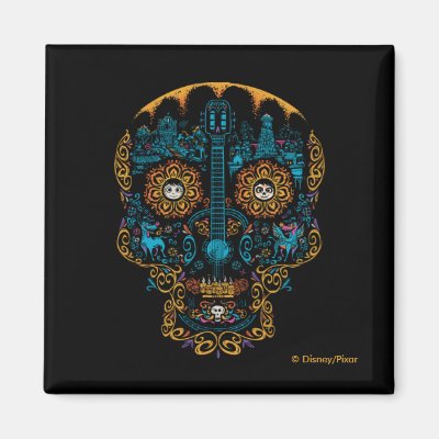 Disney Pixar Coco | Colorful Ornate Skull Guitar Magnet