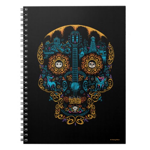 Disney Pixar Coco  Colorful Ornate Skull Guitar Notebook