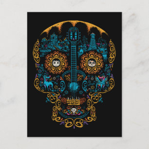 Disney Pixar Coco   Colorful Ornate Skull Guitar Postcard
