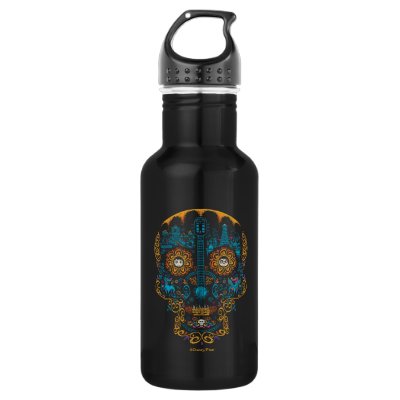 Disney Pixar Coco | Colorful Ornate Skull Guitar Stainless Steel Water Bottle