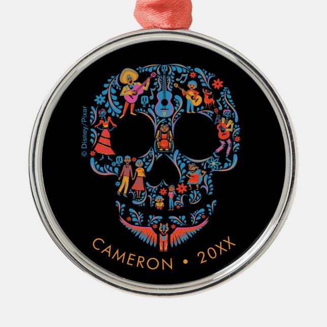 Disney Pixar Coco | Colorful Sugar Skull Metal Ornament (Front)