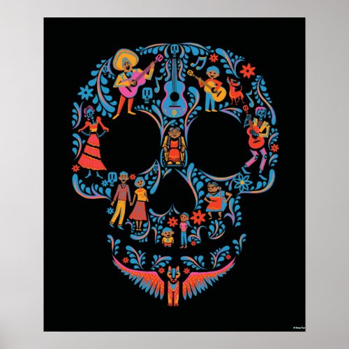 Disney Pixar Coco  Colorful Sugar Skull Poster