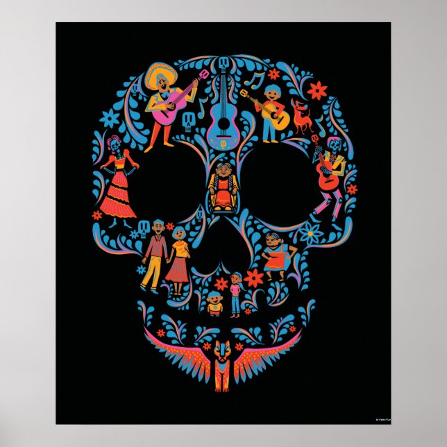 Disney Pixar Coco | Colorful Sugar Skull Poster (Front)