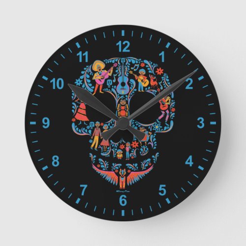 Disney Pixar Coco  Colorful Sugar Skull Round Clock