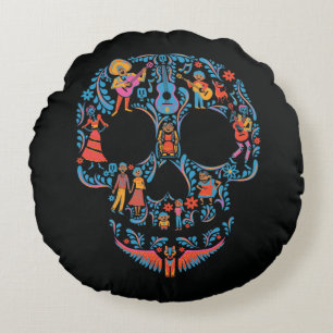 Disney Pixar Coco   Colorful Sugar Skull Round Pillow