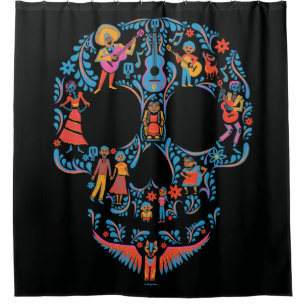 Disney Pixar Coco   Colorful Sugar Skull Shower Curtain