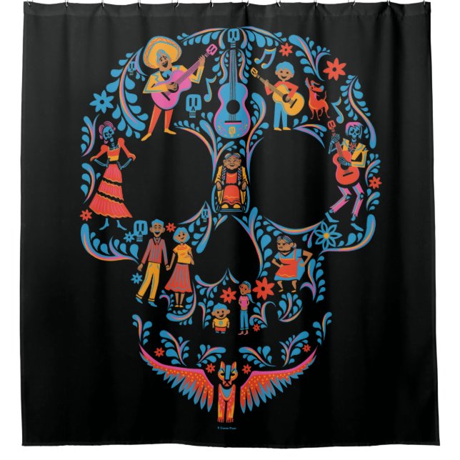 Disney Pixar Coco | Colorful Sugar Skull Shower Curtain (Front)