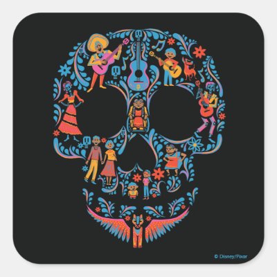 Disney Pixar Coco | Colorful Sugar Skull Square Sticker