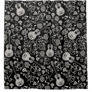 Disney Pixar Coco   Guitar & Rose Pattern Shower Curtain
