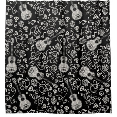 Disney Pixar Coco | Guitar &amp; Rose Pattern Shower Curtain