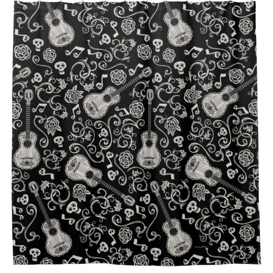 Disney Pixar Coco Guitar Rose Pattern Shower Curtain Zazzle Com