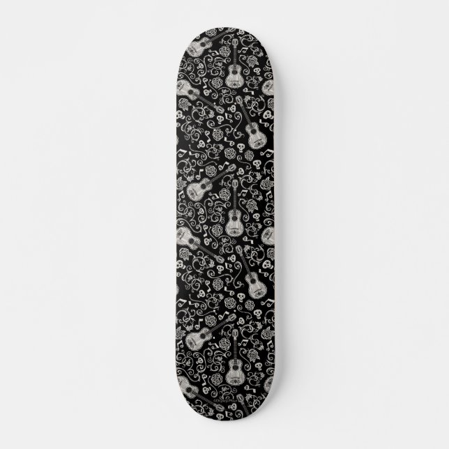 Disney Pixar Coco | Guitar & Rose Pattern Skateboard Deck (Front)