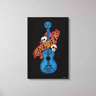 Disney Pixar Coco   Guitar Sugar Skulls Typography Canvas Print