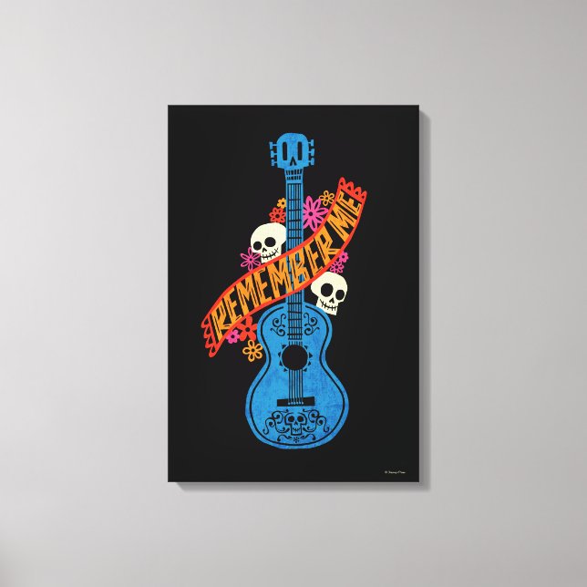 Disney Pixar Coco | Guitar Sugar Skulls Typography Canvas Print (Front)